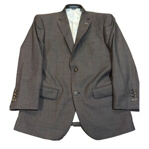 Indochino Newberry 98 Brown plaid Wool Blazer Sport Coat like new, made in 2025
